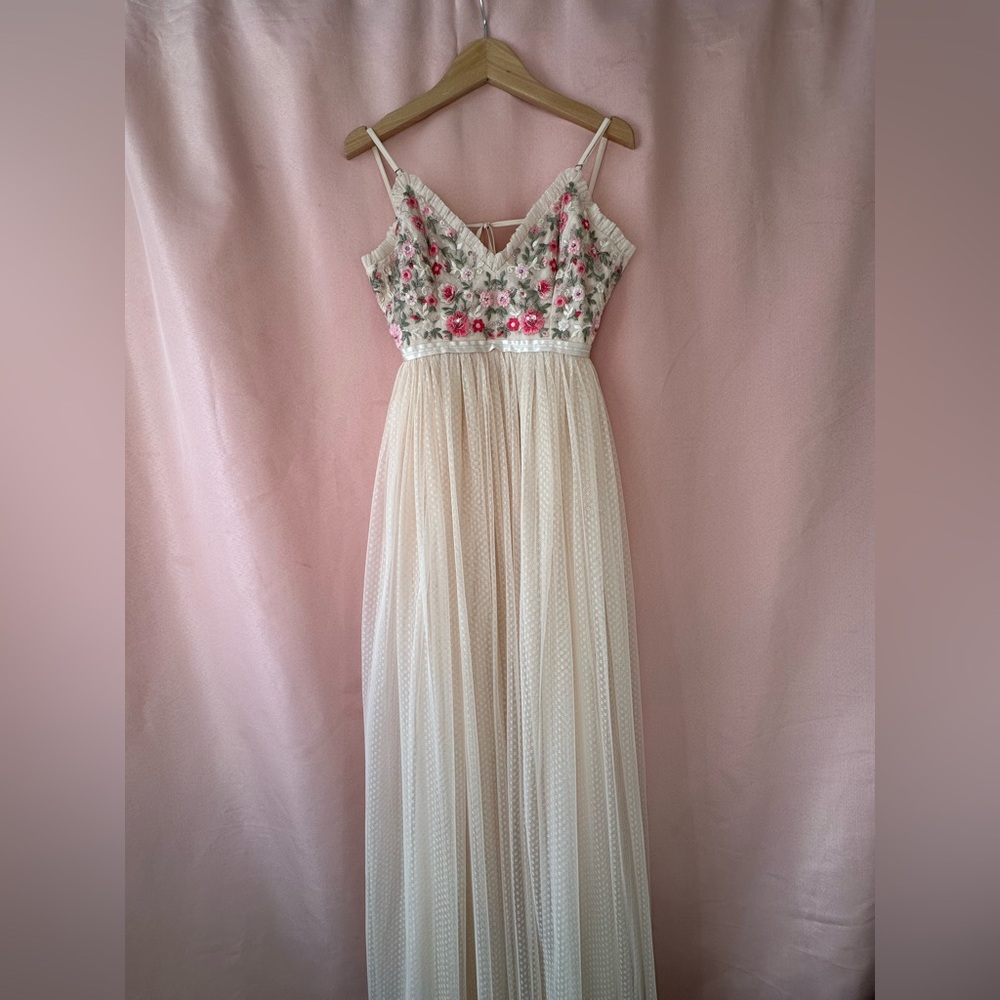 NEEDLE & THREAD EMBROIDERED CAMI BUTTERFLY MEADOW MAXI DRESS
